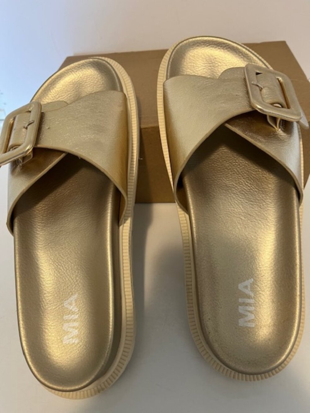 MIA gold summer sandals.